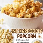 promotional graphic for Snickerdoodle Popcorn