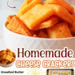 promotional graphic for homemade cheese crackers