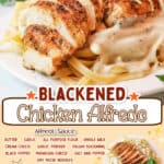 promotional graphic for blackened chicken alfredo