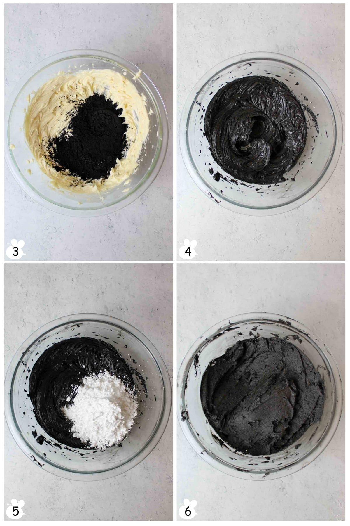 Add cocoa powder, mix until smooth. Add powdered sugar, mix again until combined.