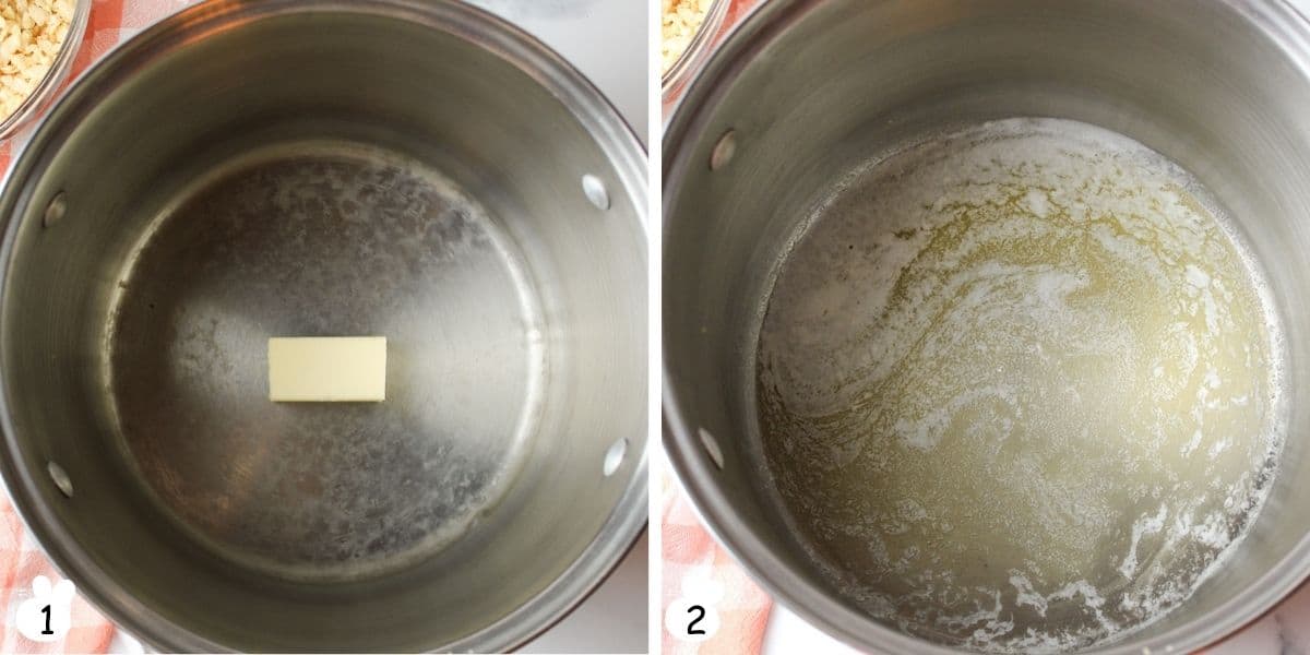 melt butter in pot.