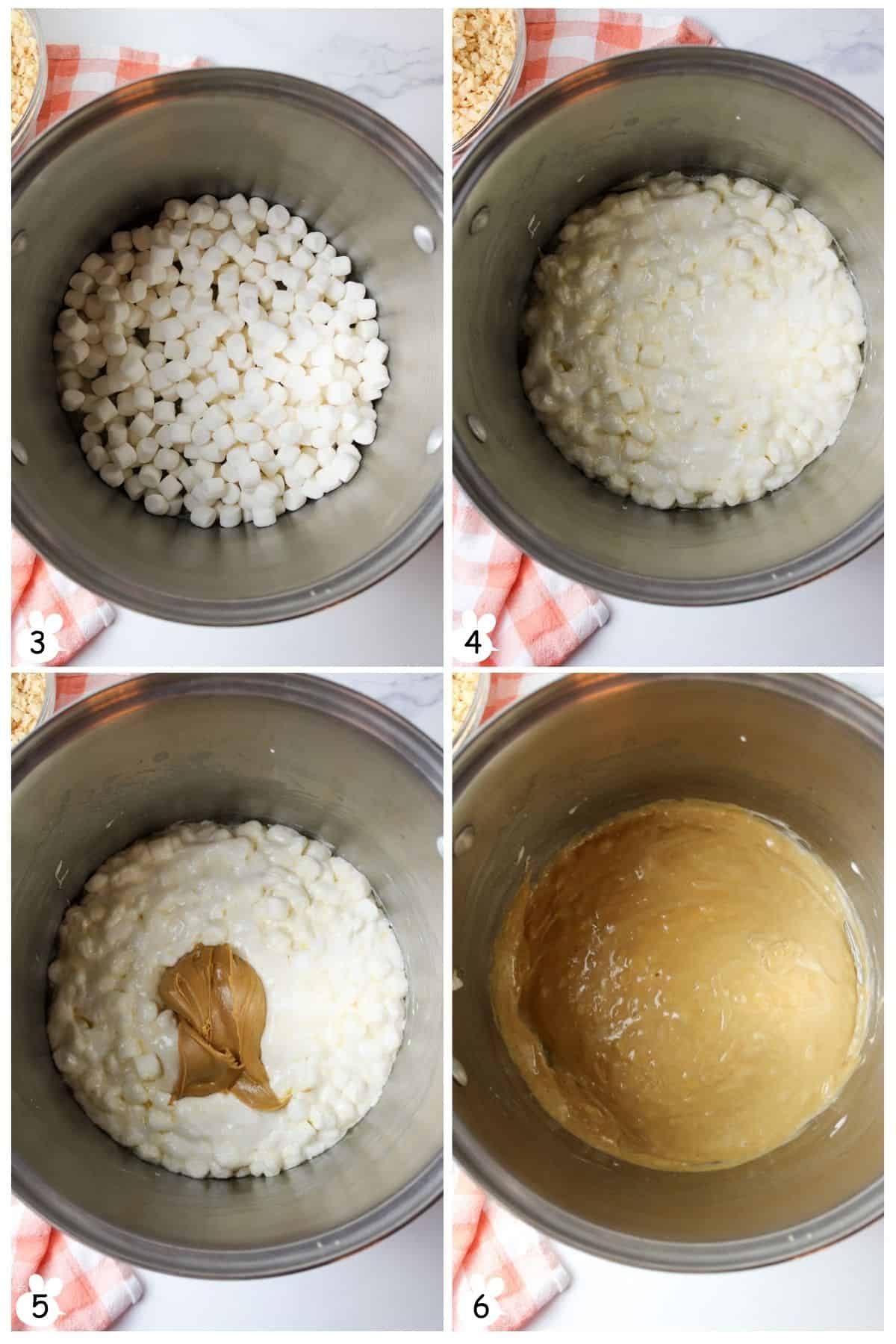 stir in marshmallows. let melt. stir in peanut butter.