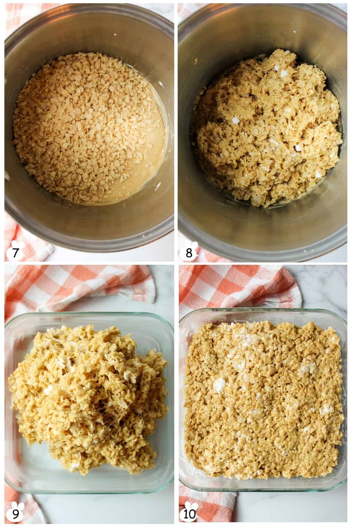 stir in cereal. press into baking dish.