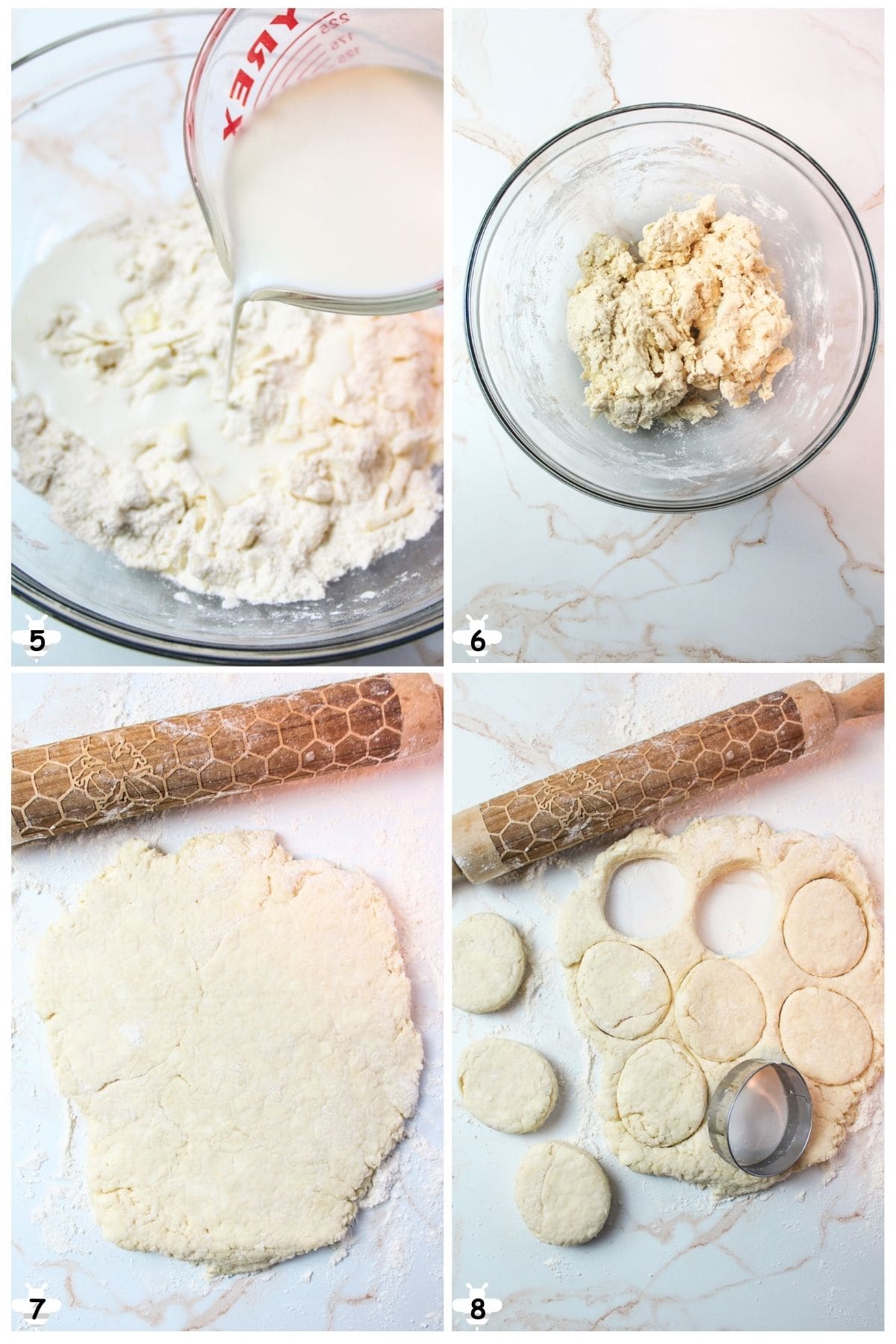 add in milk, combine and then roll out and cut.