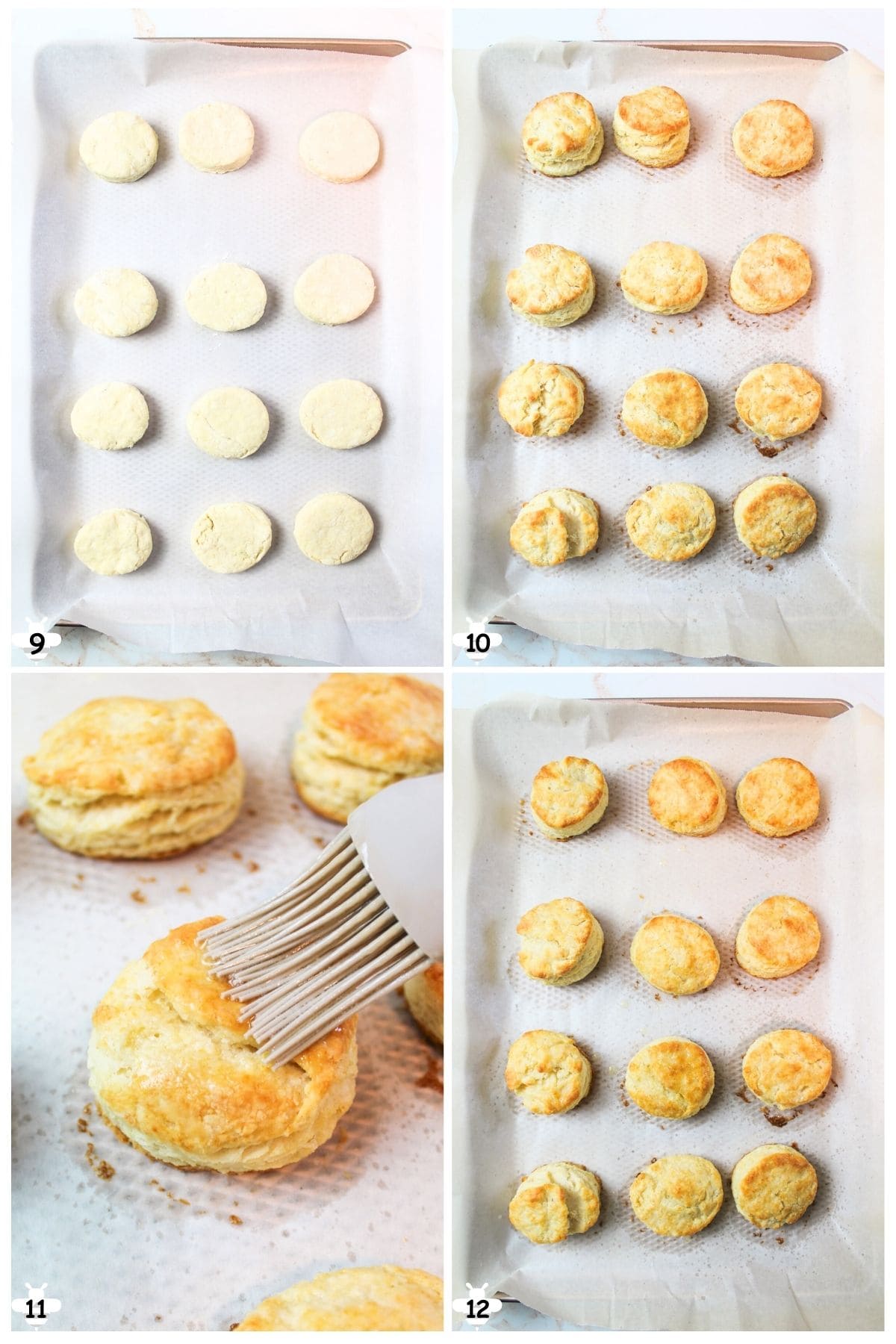place on baking sheet and bake, brush tops with butter.