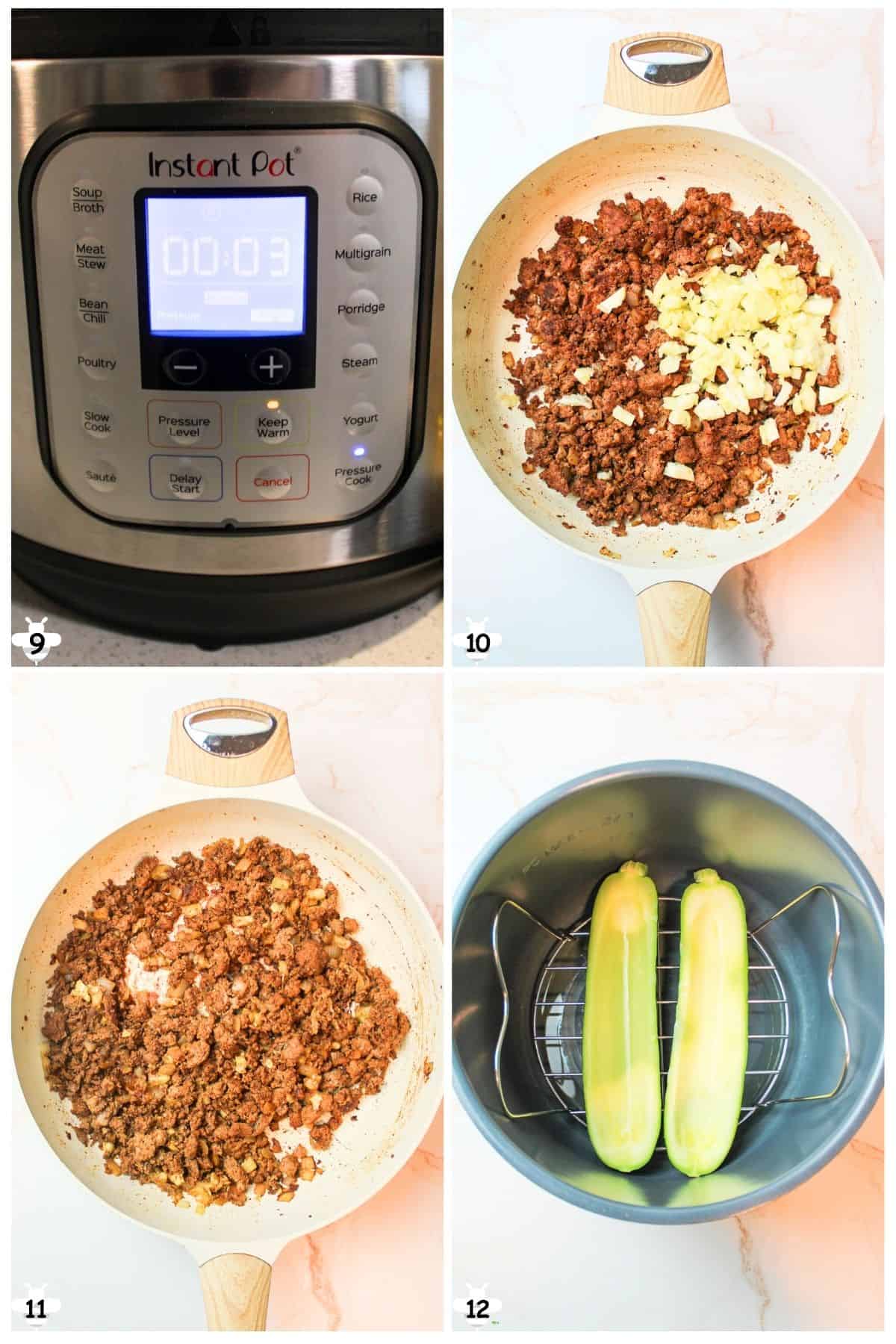 cook boats and then mix zucchini centers into the meat filling.