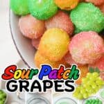 a promotional graphic for sour patch grapes.