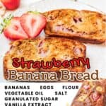 promotional graphic for strawberry banana bread.