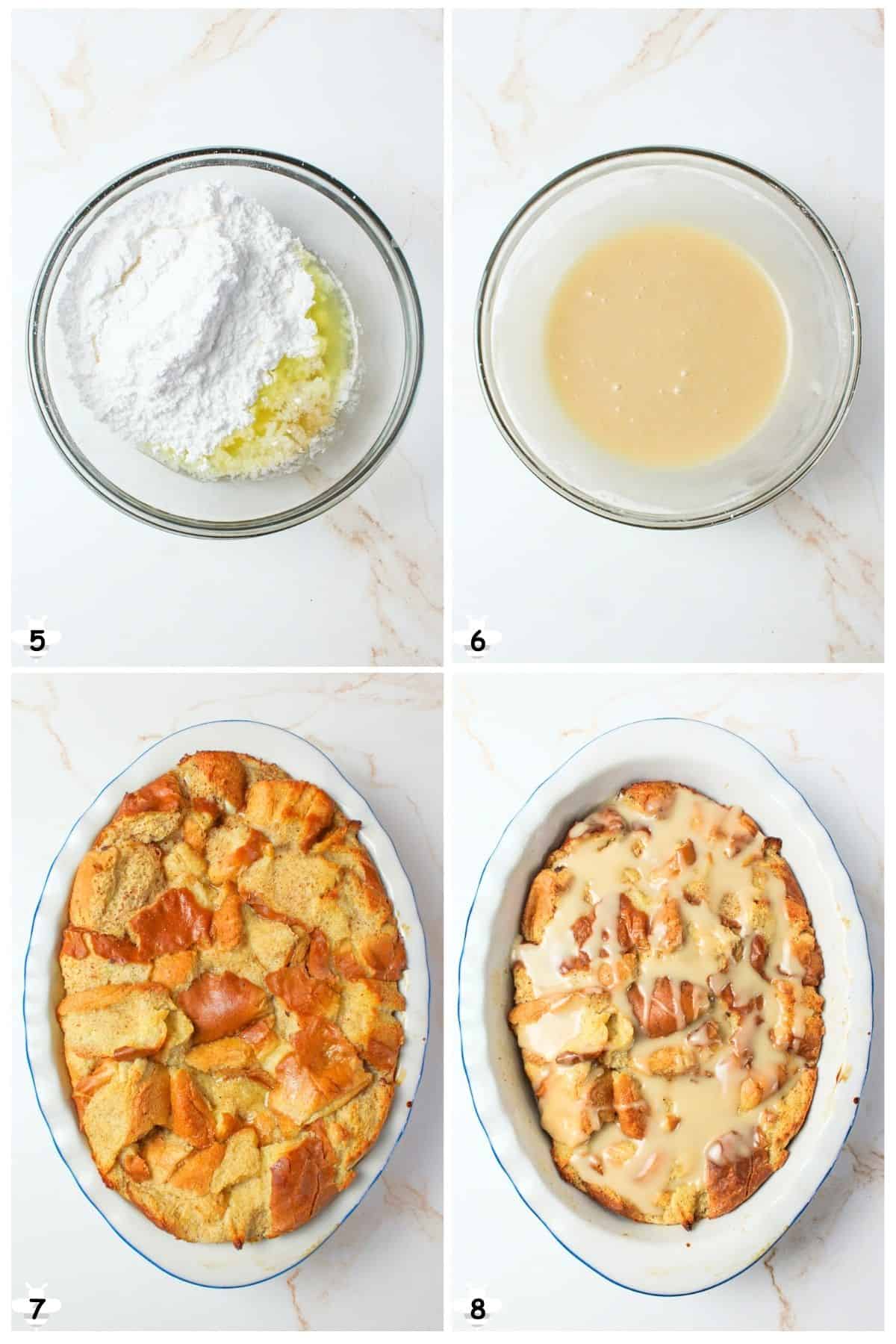 mix icing and pour over baked bread pudding.