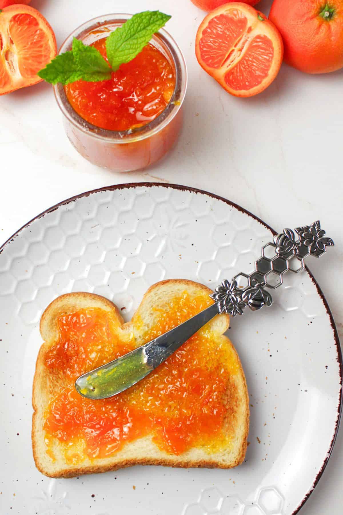 orange marmalade spread on toast.