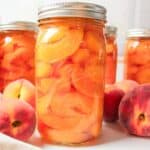 canned quarts of fresh peaches.