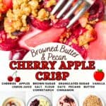promotional graphic for cherry apple crisp.