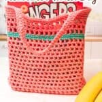 promotional graphic for crochet market bag.