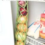 promotional graphic for crochet onion holder.