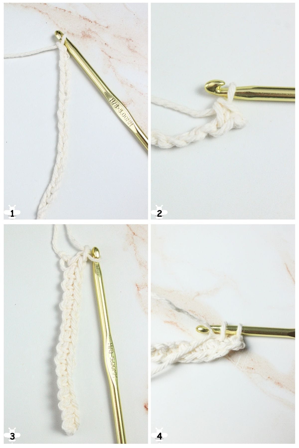 chain and single crochet then go to other side and single crochet.