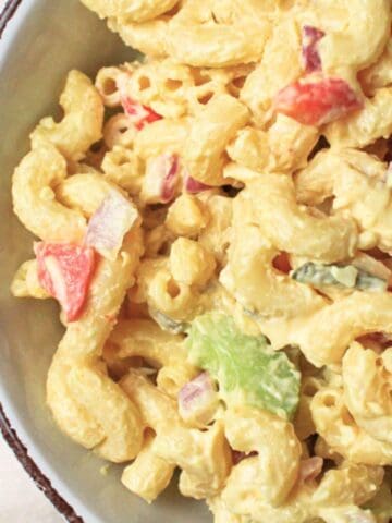 macaroni pasta salad in a bowl.