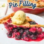 promotional graphic for mixed berry pie.