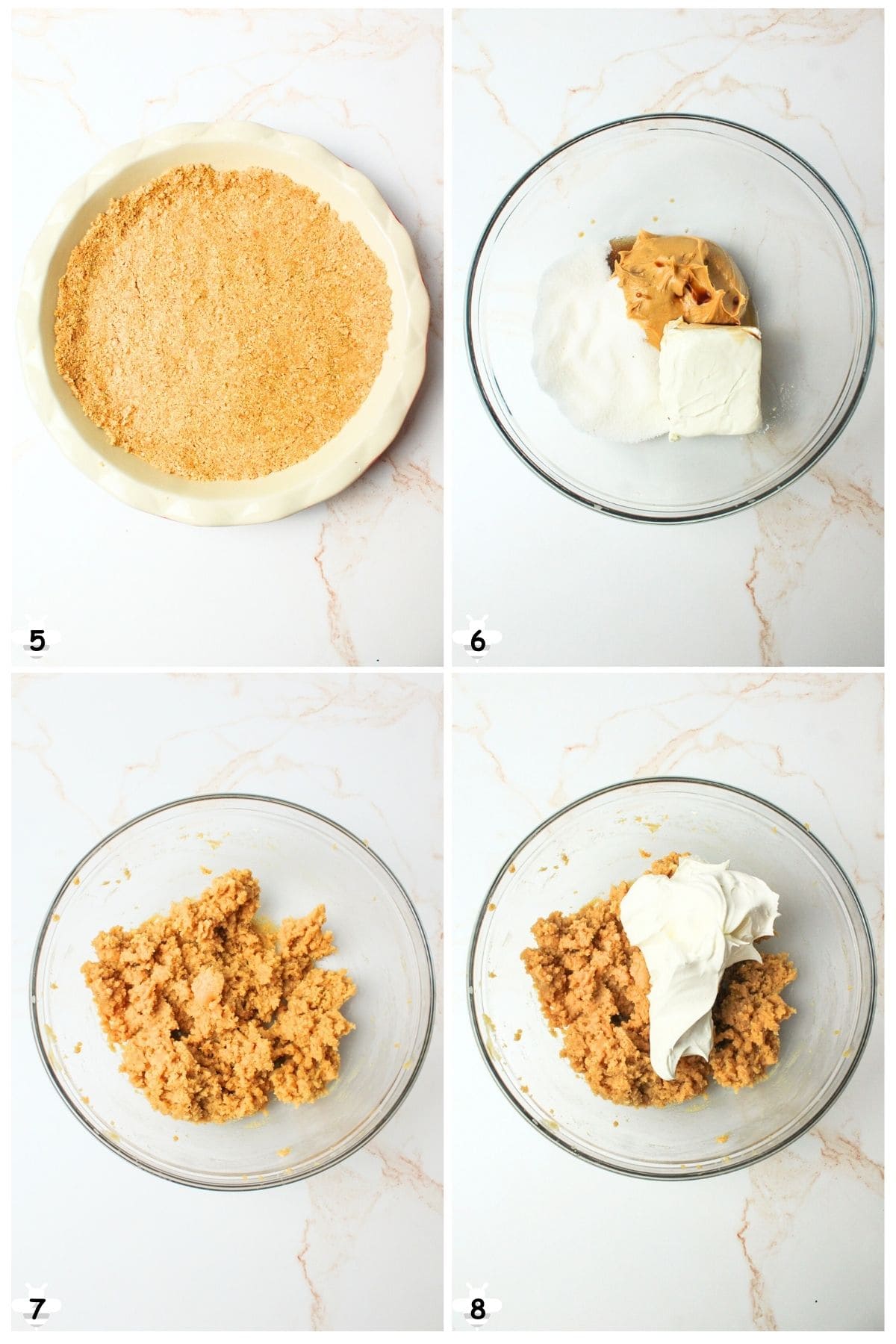 press crust and mix filling ingredients, fold in whipped topping.