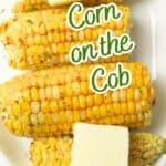promotional graphic for air fryer corn on the cob.