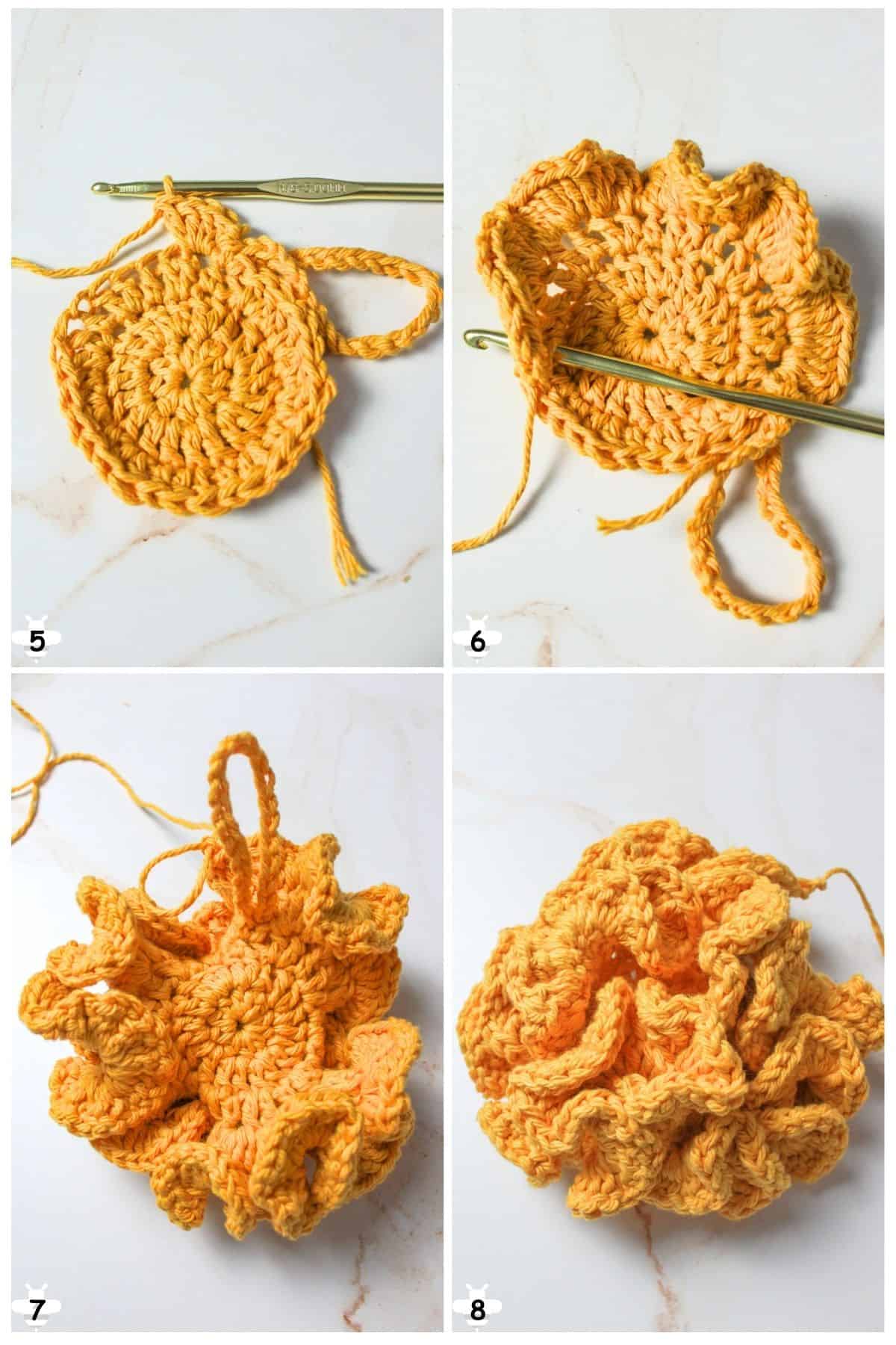 add more rounds for fluff to get loofah shape then fasten off.