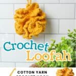 promotional graphic for crochet loofah.
