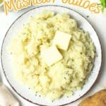 promotional graphic for dairy free mashed potatoes.