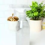 dryer sheet spray in a clear bottle.