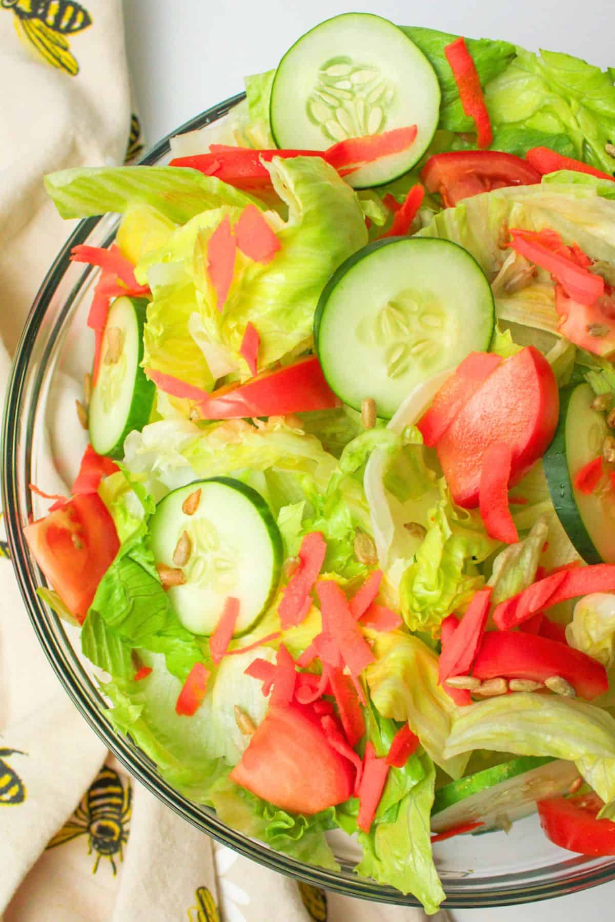 iceberg salad in a bowl.