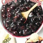 promotional graphic for sugar free cherry pie filling.