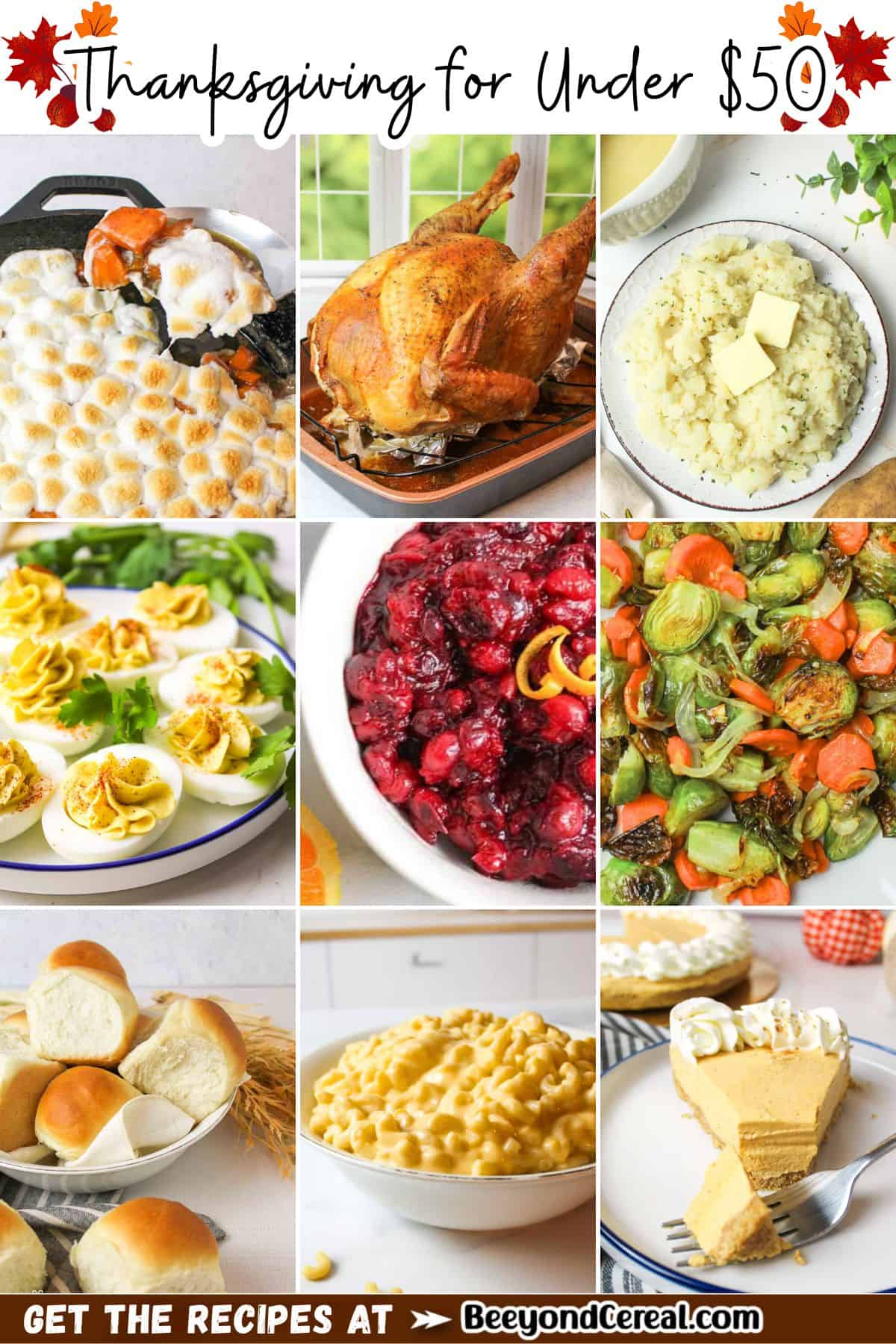 promotional graphic for cheap thanksgiving menu.