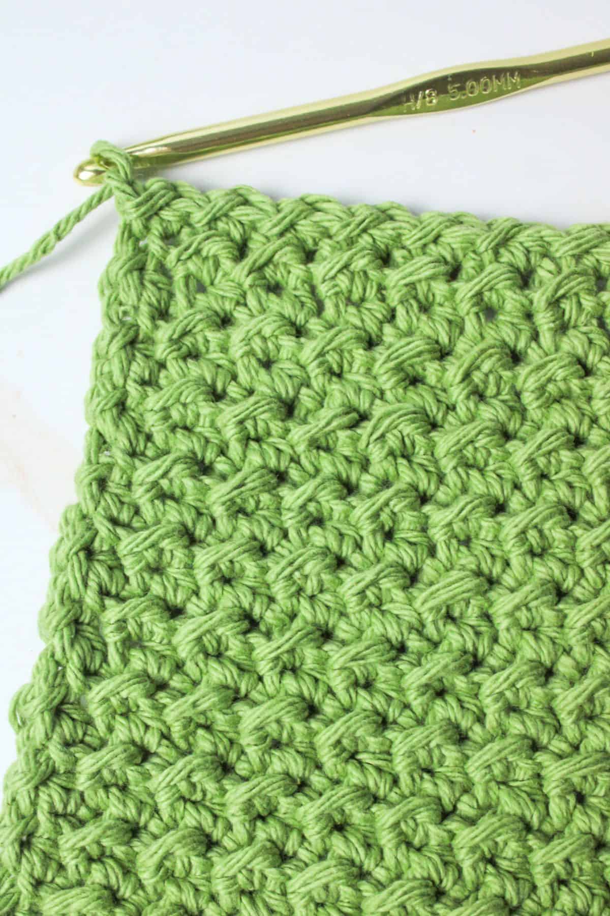 crochet dishrag nearly finished.