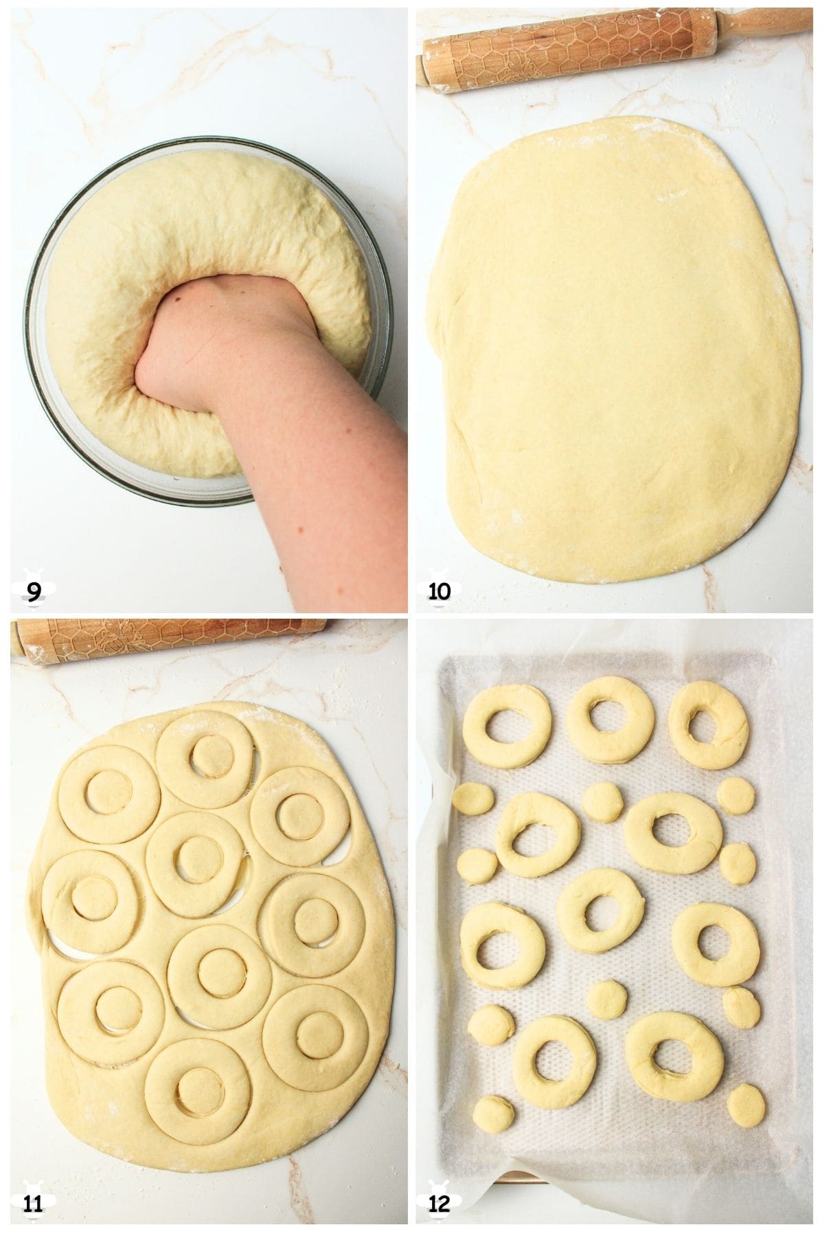 punch the dough, roll it out and cut into shape.