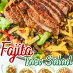 promotional graphic for fajita taco salad.