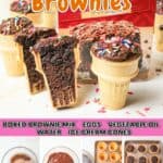 promotional graphic for ice cream cone brownies.
