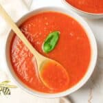 a bowl of tomato soup.