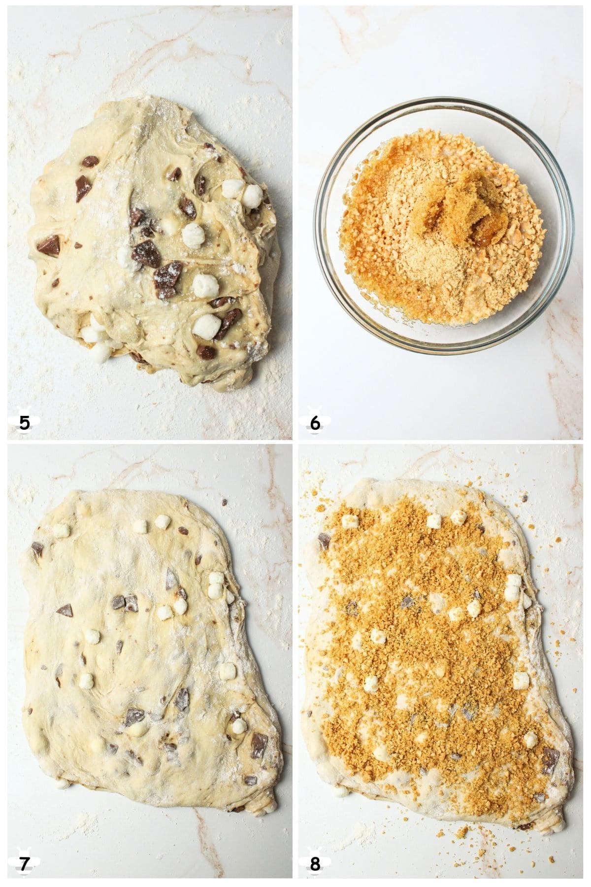 roll out and add graham cracker swirl.