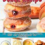 promotional graphic for sourdough donut recipe.