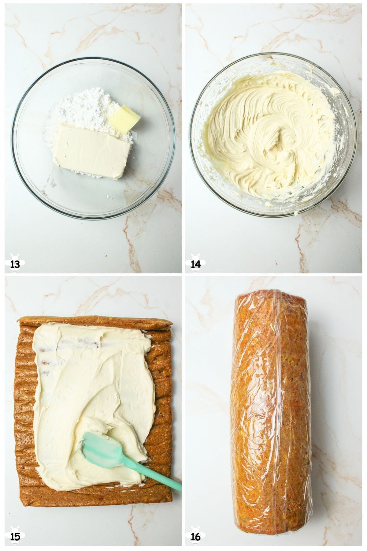 mix cream cheese filling, spread and roll again.