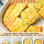 promotional graphic for zucchini cornbread casserole.