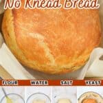 promotional graphic for 2 hour no knead bread.
