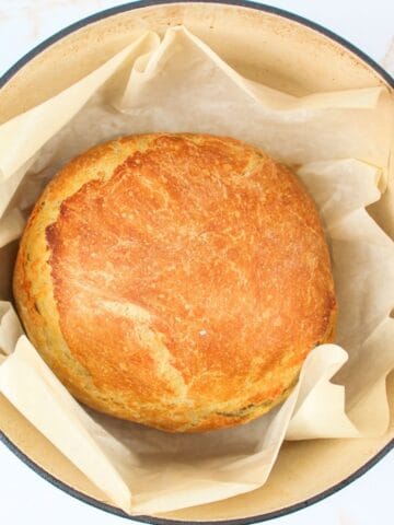 baked no knead bread in a dutch oven.