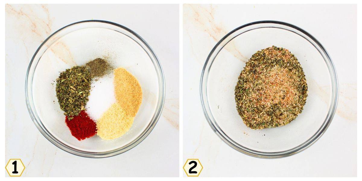 mix seasonings together in a bowl.