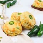 three jalapeno cheddar biscuits.