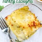promotional graphic for leftover turkey lasagna.