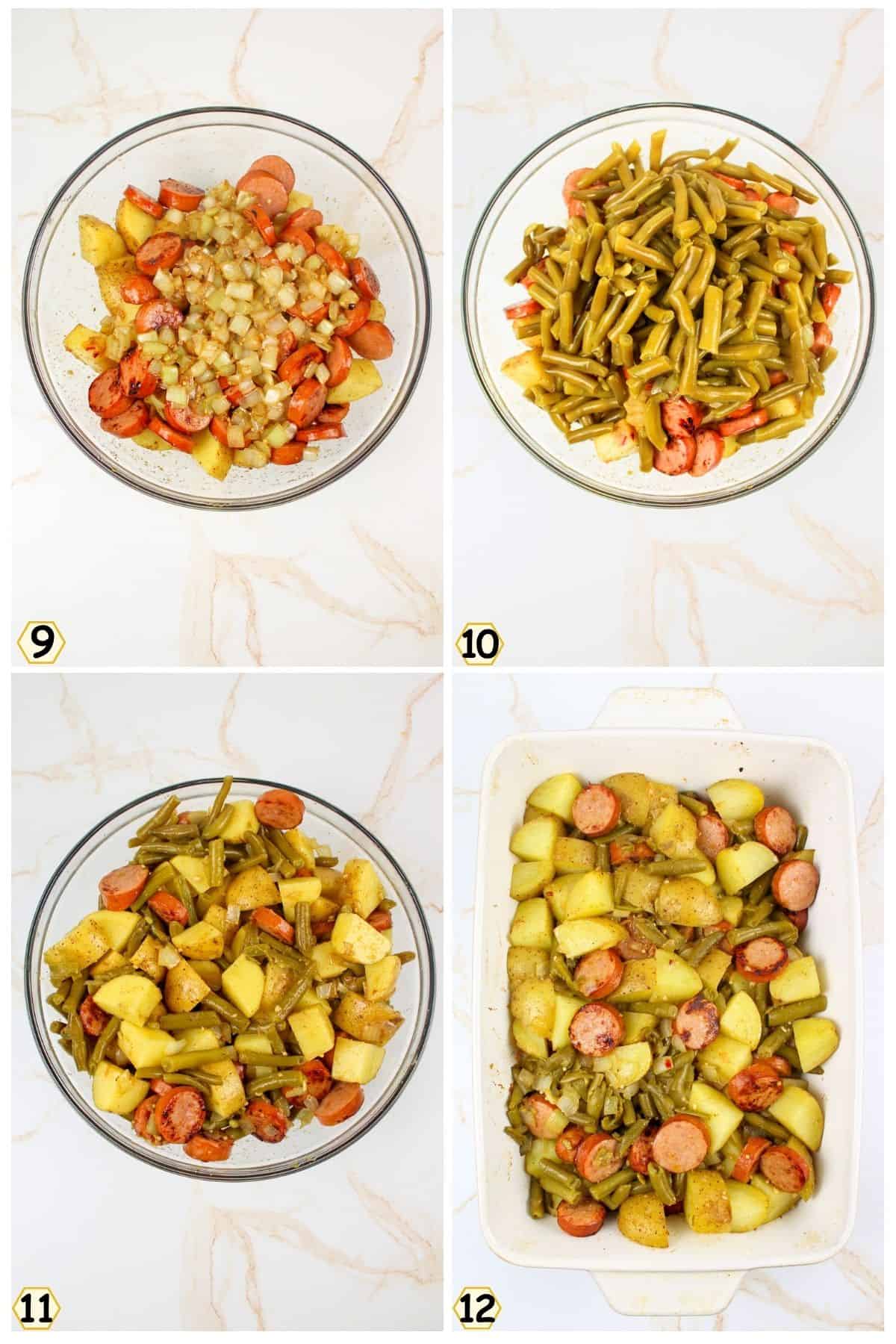 add everything to potato bowl, toss to combine and bake in casserole dish.