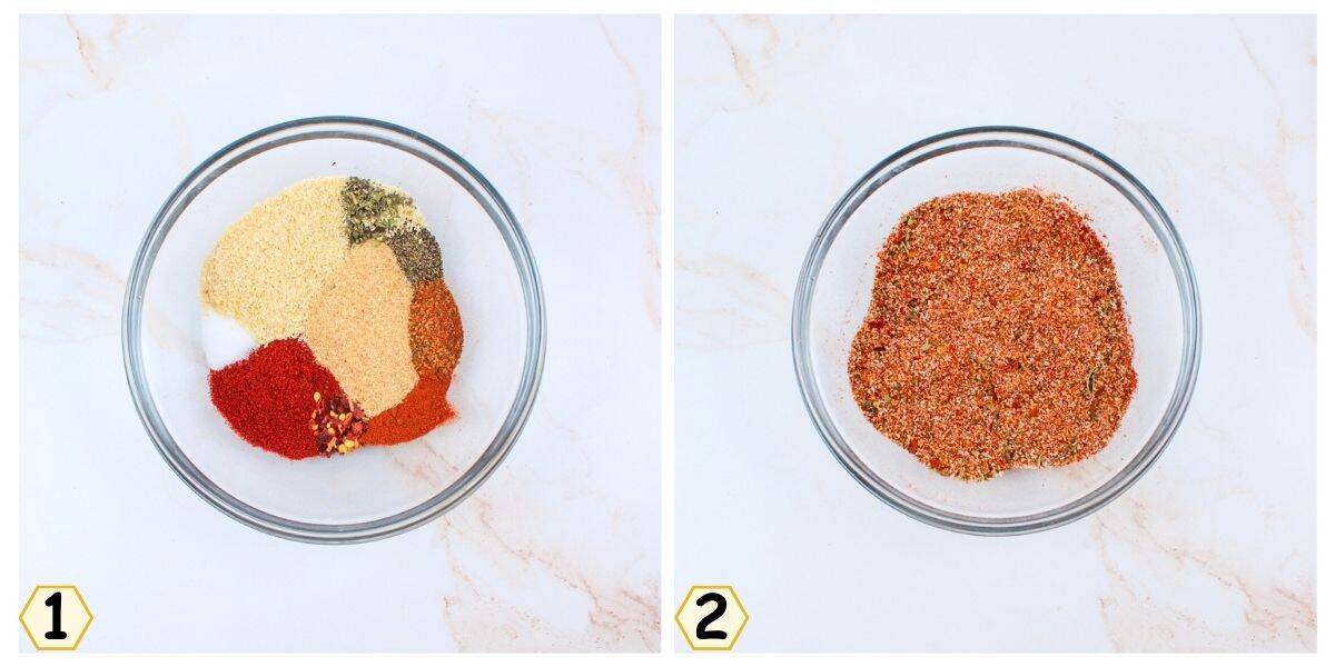 mix seasonings together in a bowl.