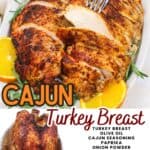 promotional graphic for cajun turkey breast.