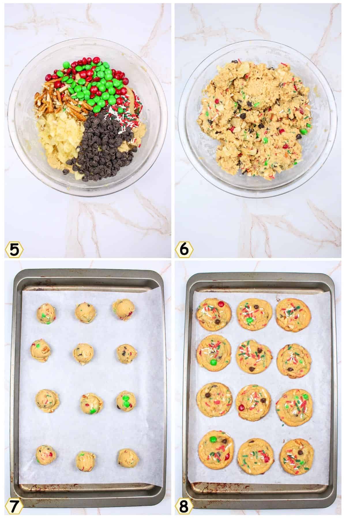 mix in add-ins and then scoop and bake.