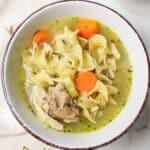 bowl filled with chicken noodle soup.