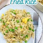 promotional graphic for leftover turkey fried rice.